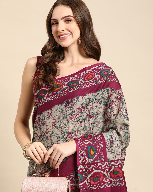 Pure Cotton Printed Mulmul Saree for Women with Blouse Piece