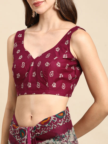 Pure Cotton Printed Mulmul Saree for Women with Blouse Piece