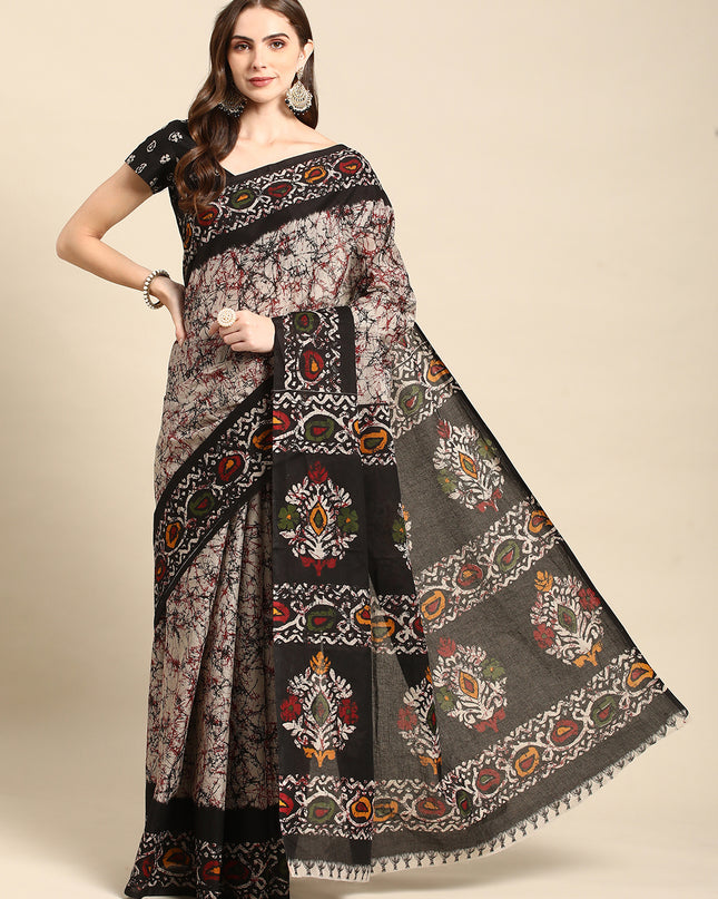 Pure Cotton Printed Mulmul Saree for Women with Blouse Piece