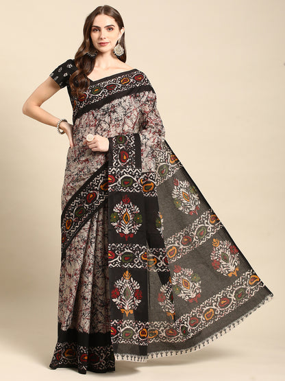 Pure Cotton Printed Mulmul Saree for Women with Blouse Piece