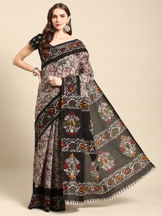 Pure Cotton Printed Mulmul Saree for Women with Blouse Piece