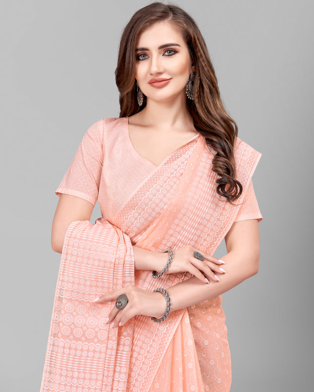 Pure Cotton Printed Mulmul Saree for Women with Blouse Piece