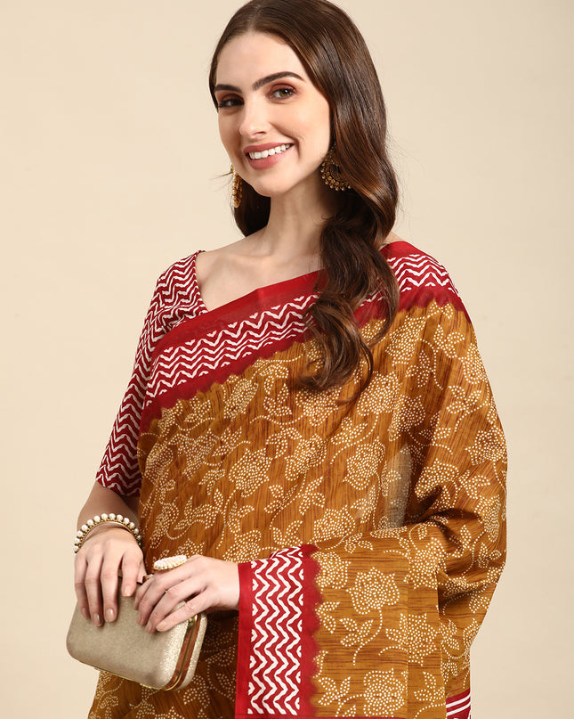 Pure Cotton Printed Mulmul Saree for Women with Blouse Piece