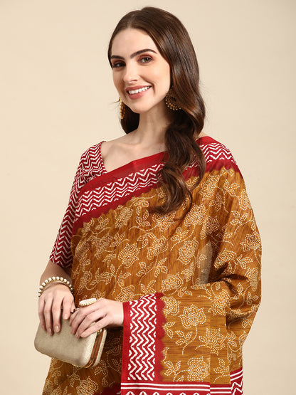 Pure Cotton Printed Mulmul Saree for Women with Blouse Piece