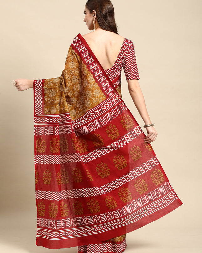 Pure Cotton Printed Mulmul Saree for Women with Blouse Piece