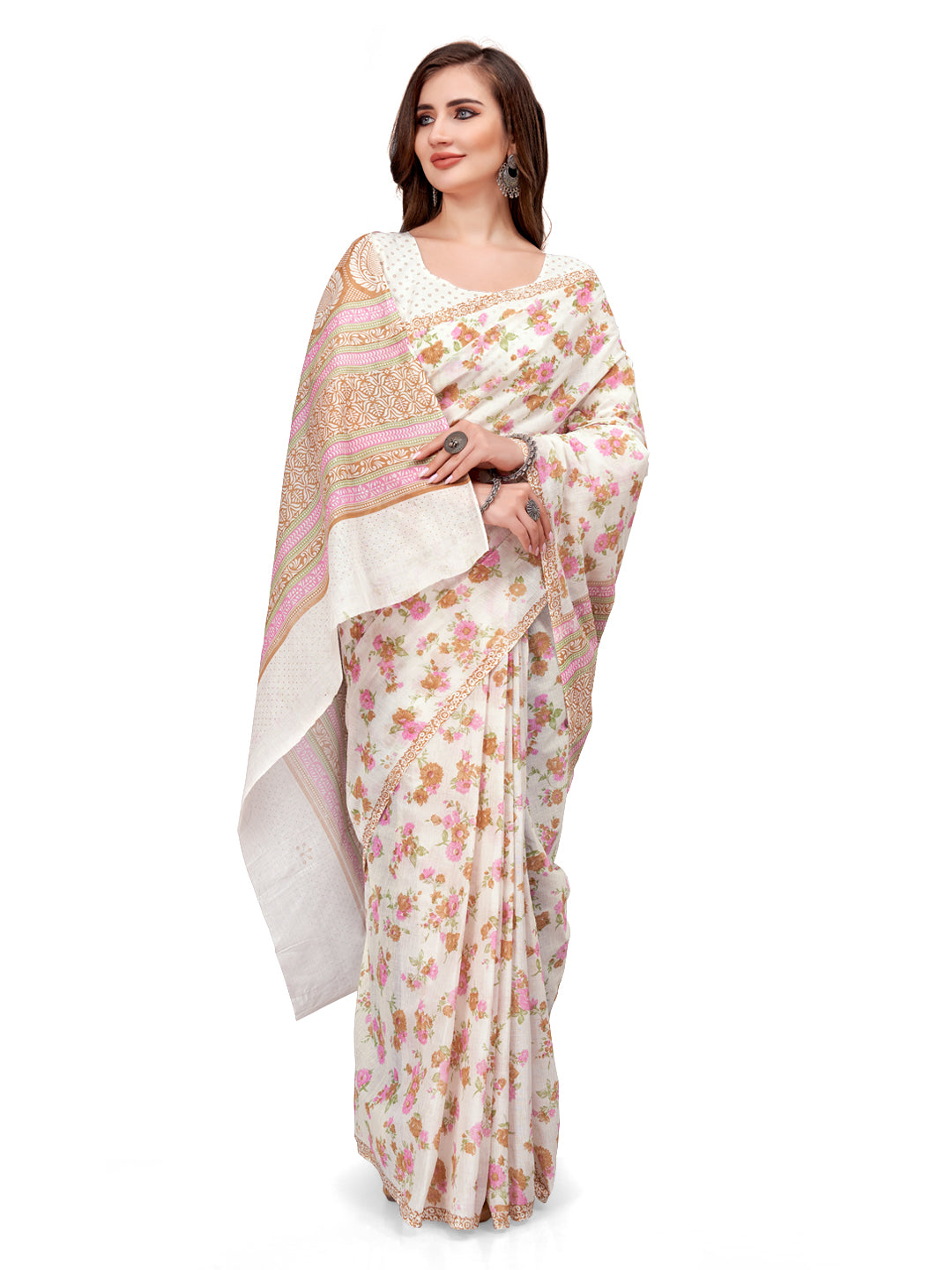 Pure Cotton Printed Mulmul Saree for Women with Blouse Piece