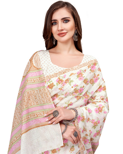 Pure Cotton Printed Mulmul Saree for Women with Blouse Piece