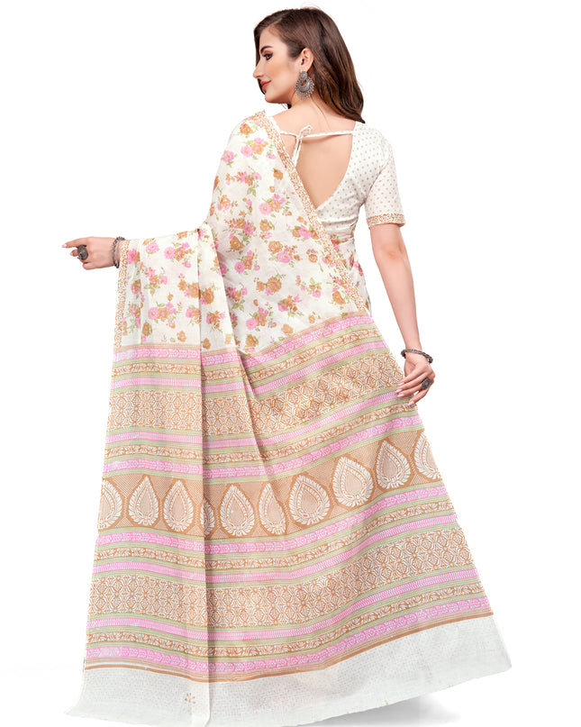 Pure Cotton Printed Mulmul Saree for Women with Blouse Piece
