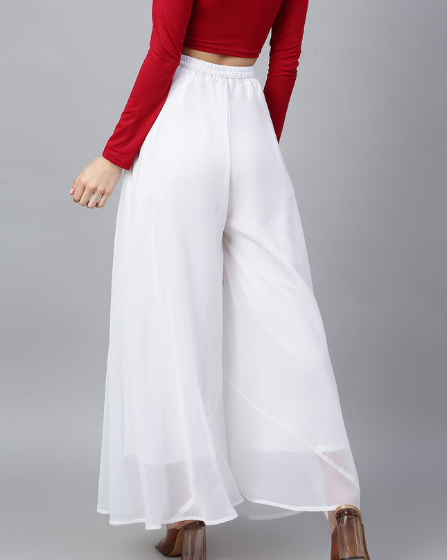 Women’s Freesize Georgette Flared Sharara Palazzo Pant with Lining
