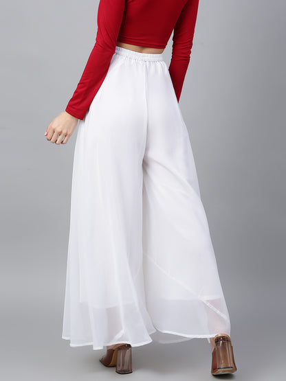 Women’s Freesize Georgette Flared Sharara Palazzo Pant with Lining