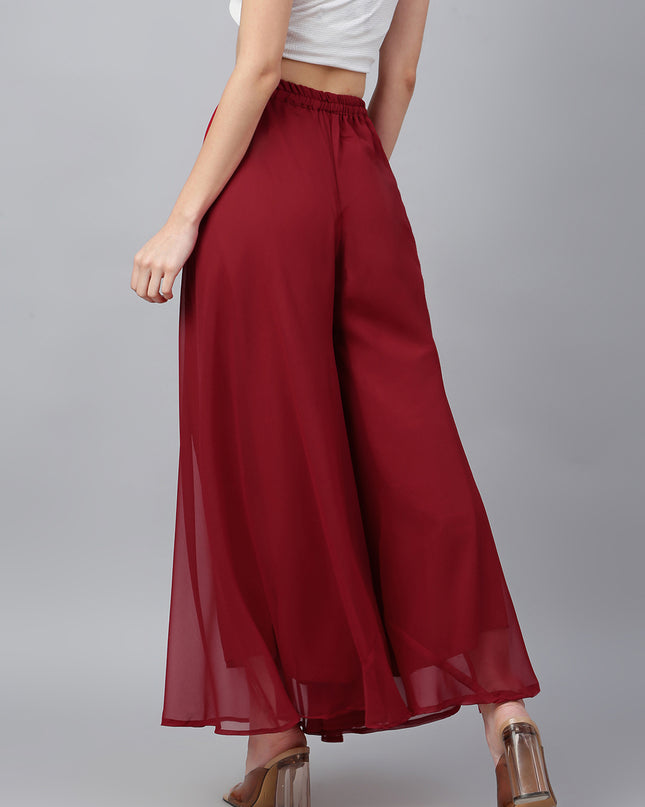 Women’s Freesize Georgette Flared Sharara Palazzo Pant with Lining