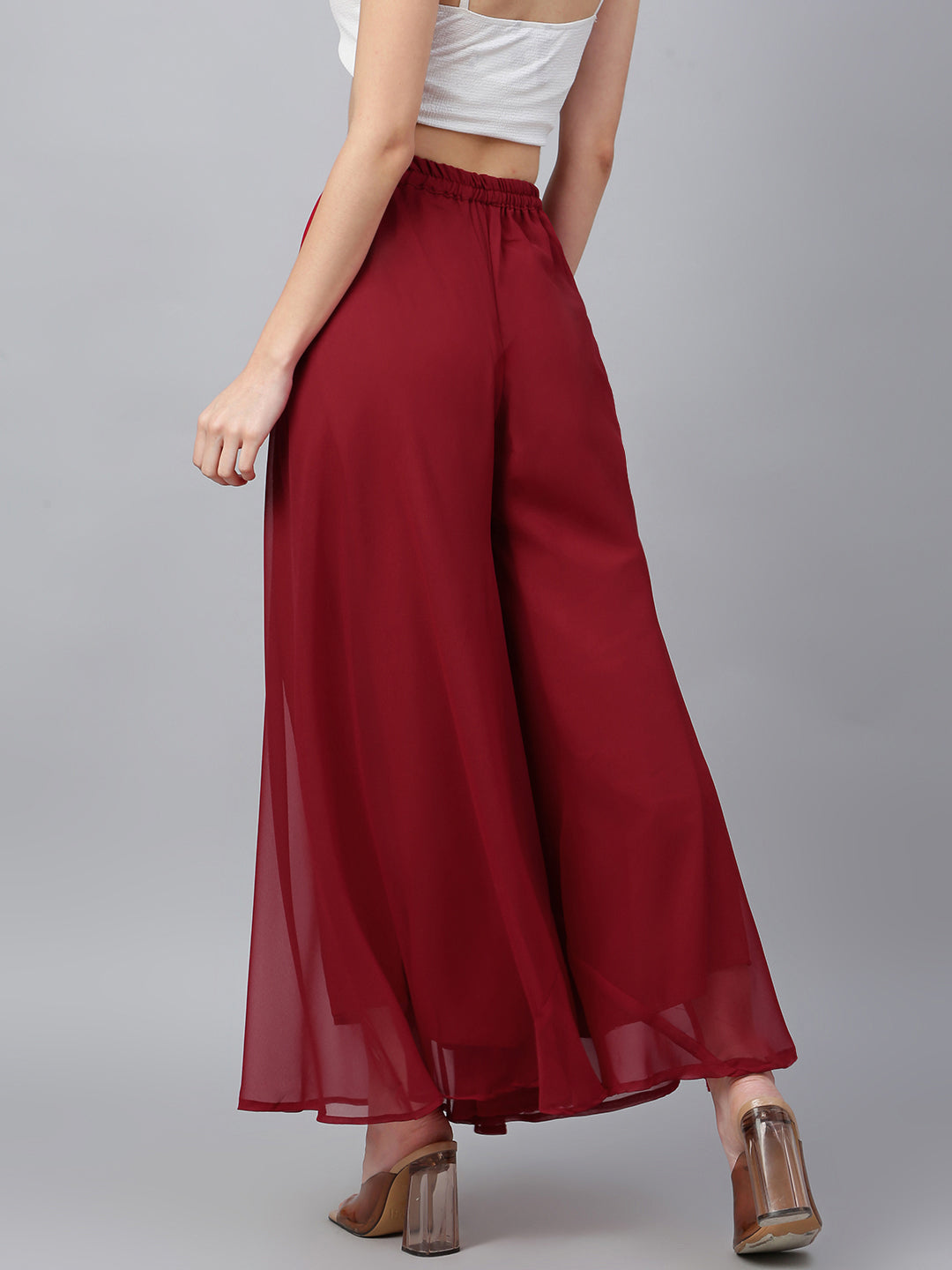 Women’s Freesize Georgette Flared Sharara Palazzo Pant with Lining