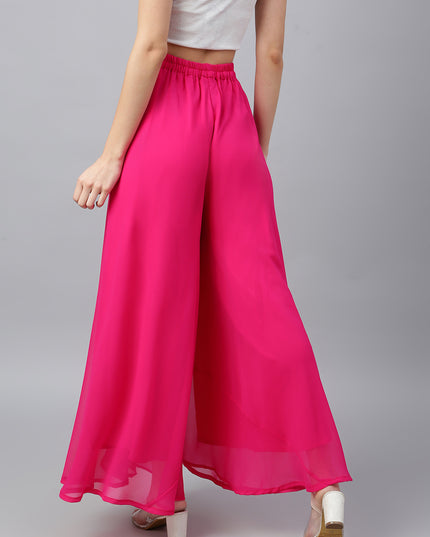 Women’s Freesize Georgette Flared Sharara Palazzo Pant with Lining
