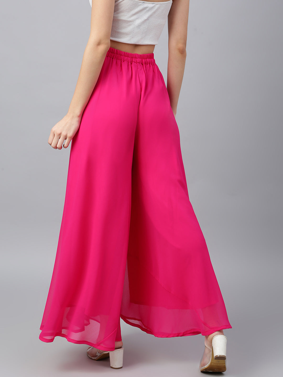 Women’s Freesize Georgette Flared Sharara Palazzo Pant with Lining
