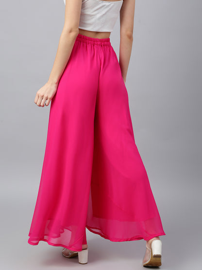 Women’s Freesize Georgette Flared Sharara Palazzo Pant with Lining