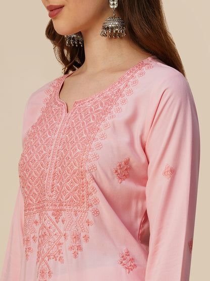 Rayon Straight Lucknowi Chikankari Ethnic Wear Kurta