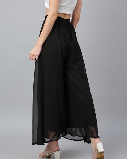 Women’s Freesize Georgette Flared Sharara Palazzo Pant with Lining