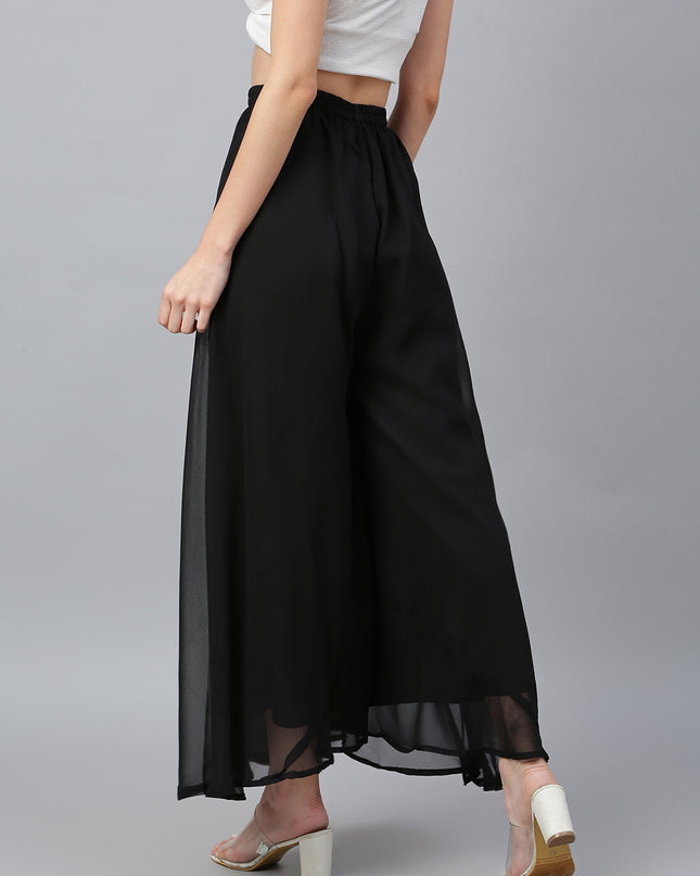 Women’s Freesize Georgette Flared Sharara Palazzo Pant with Lining
