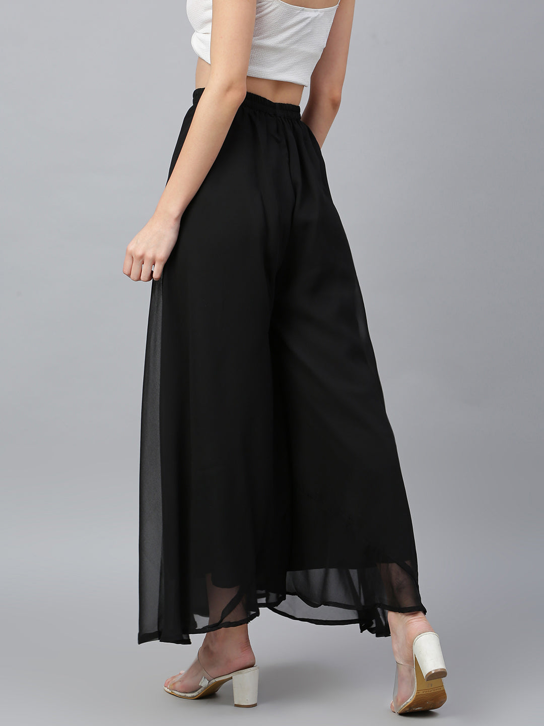 Women’s Freesize Georgette Flared Sharara Palazzo Pant with Lining