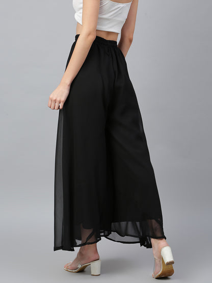 Women’s Freesize Georgette Flared Sharara Palazzo Pant with Lining