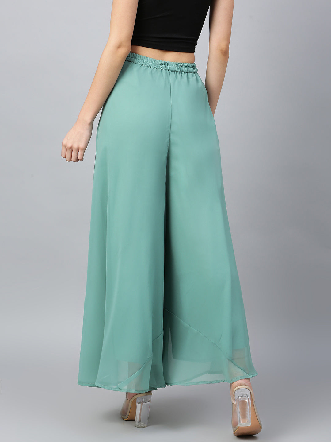 Women’s Freesize Georgette Flared Sharara Palazzo Pant with Lining