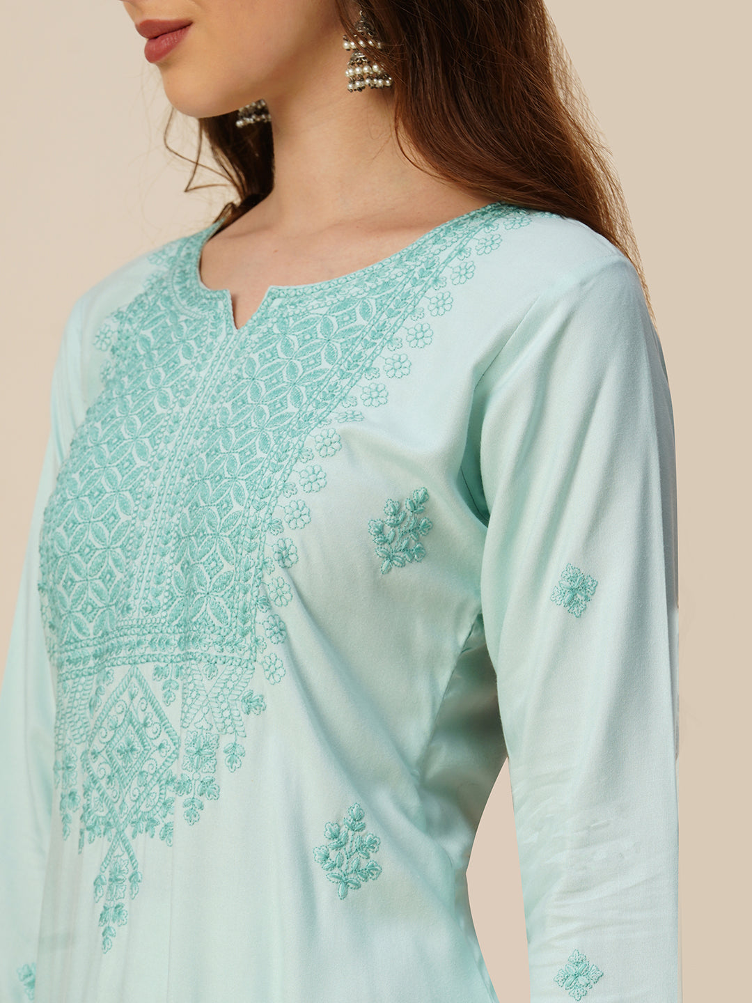 RATAN Women's Rayon Straight Lucknowi Chikankari Ethnic Wear Kurta
