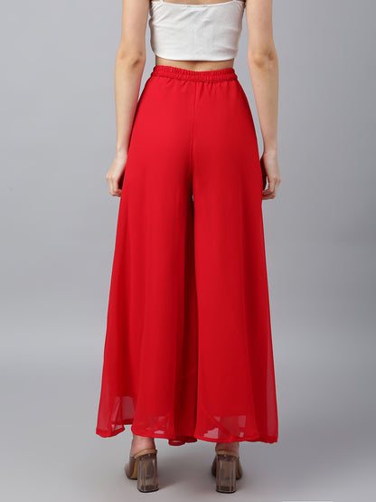 Women’s Freesize Georgette Flared Sharara Palazzo Pant with Lining