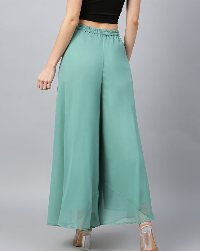 Women’s Freesize Georgette Flared Sharara Palazzo Pant with Lining