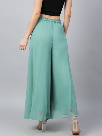 Women’s Freesize Georgette Flared Sharara Palazzo Pant with Lining