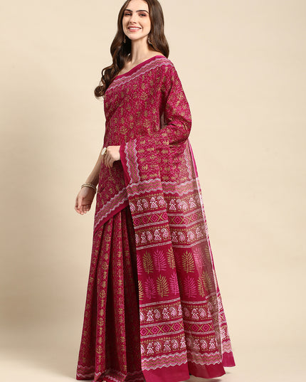 Pure Cotton Printed Mulmul Saree for Women with Blouse Piece
