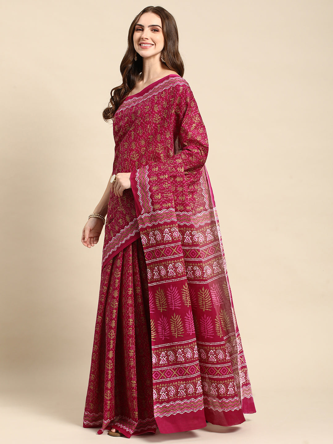 Pure Cotton Printed Mulmul Saree for Women with Blouse Piece