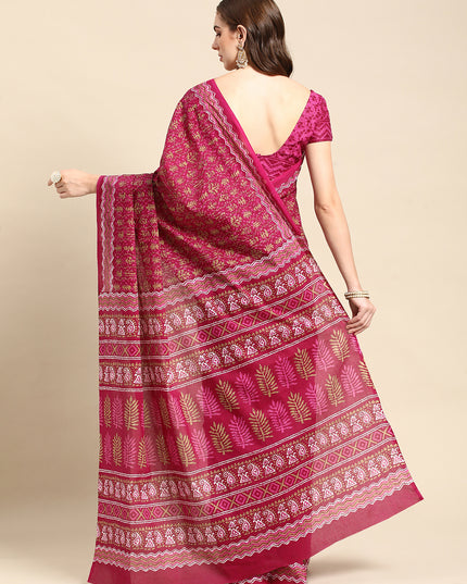 Pure Cotton Printed Mulmul Saree for Women with Blouse Piece