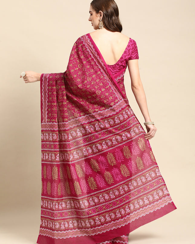 Pure Cotton Printed Mulmul Saree for Women with Blouse Piece