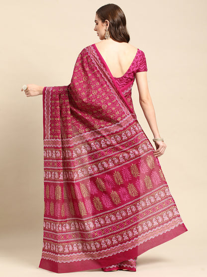 Pure Cotton Printed Mulmul Saree for Women with Blouse Piece