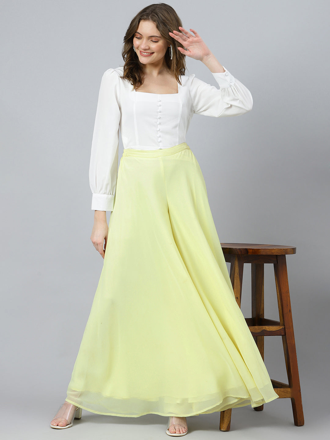 Women’s Freesize Georgette Flared Sharara Palazzo Pant with Lining