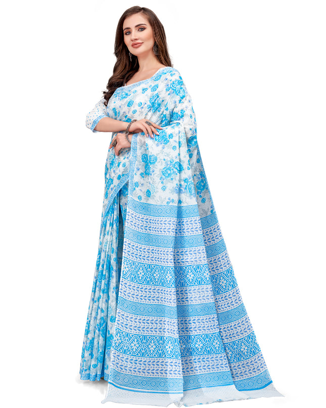Pure Cotton Printed Mulmul Saree for Women with Blouse Piece