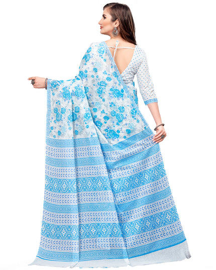 Pure Cotton Printed Mulmul Saree for Women with Blouse Piece