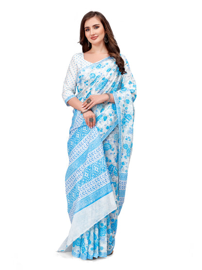 Pure Cotton Printed Mulmul Saree for Women with Blouse Piece