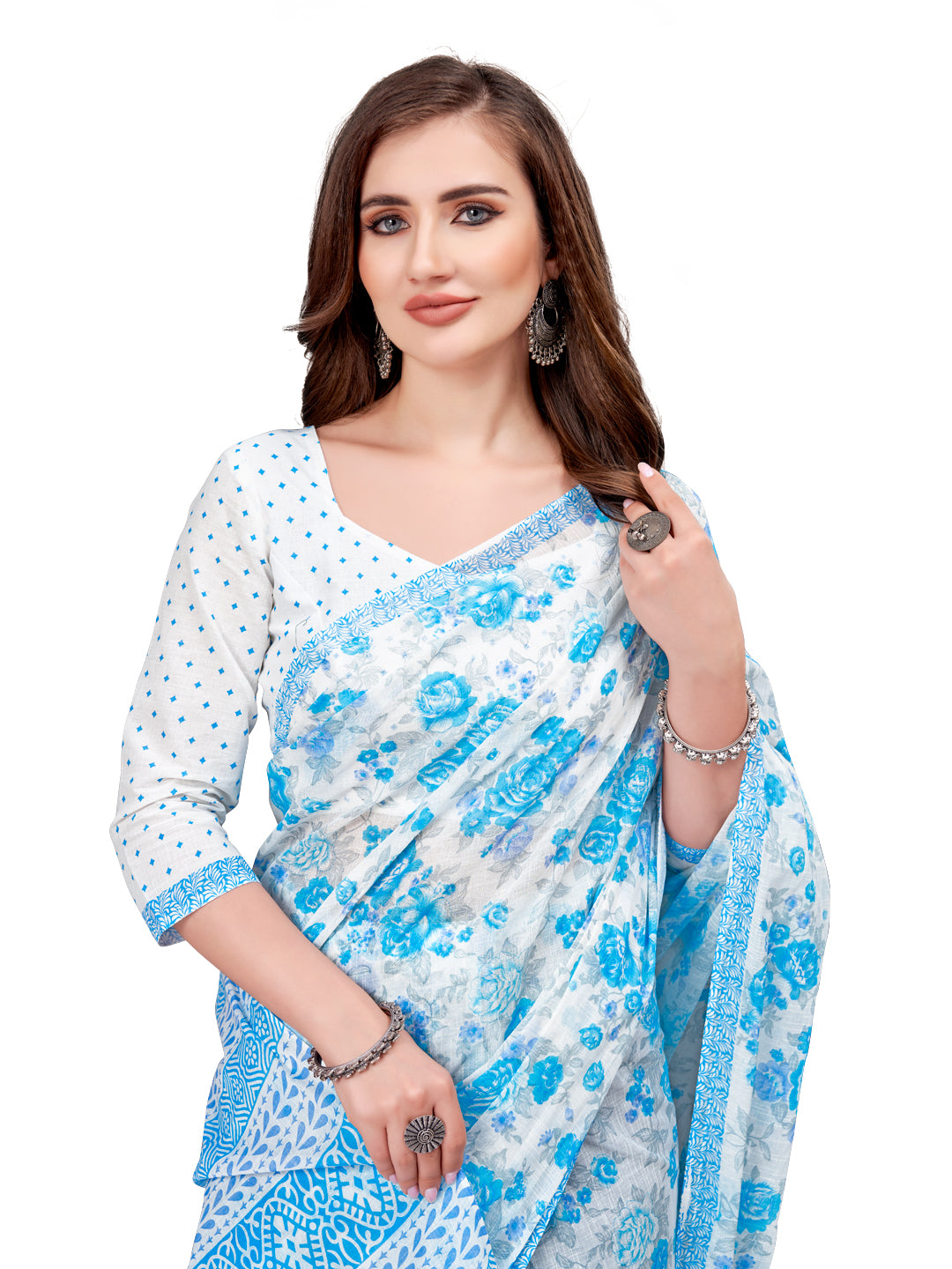 Pure Cotton Printed Mulmul Saree for Women with Blouse Piece