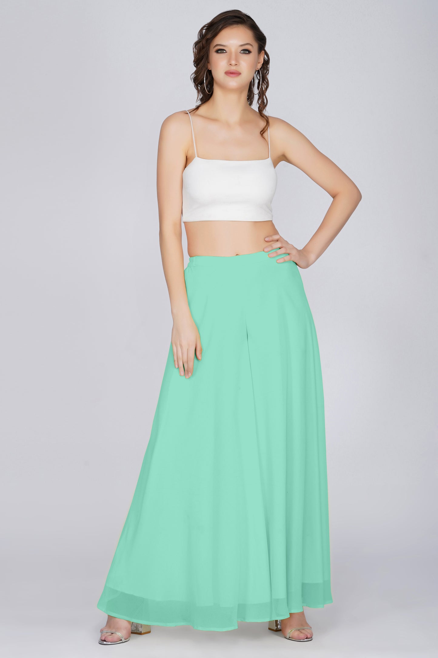 Women’s Freesize Georgette Flared Sharara Palazzo Pant with Lining