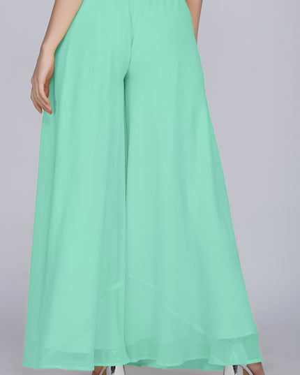 Women’s Freesize Georgette Flared Sharara Palazzo Pant with Lining