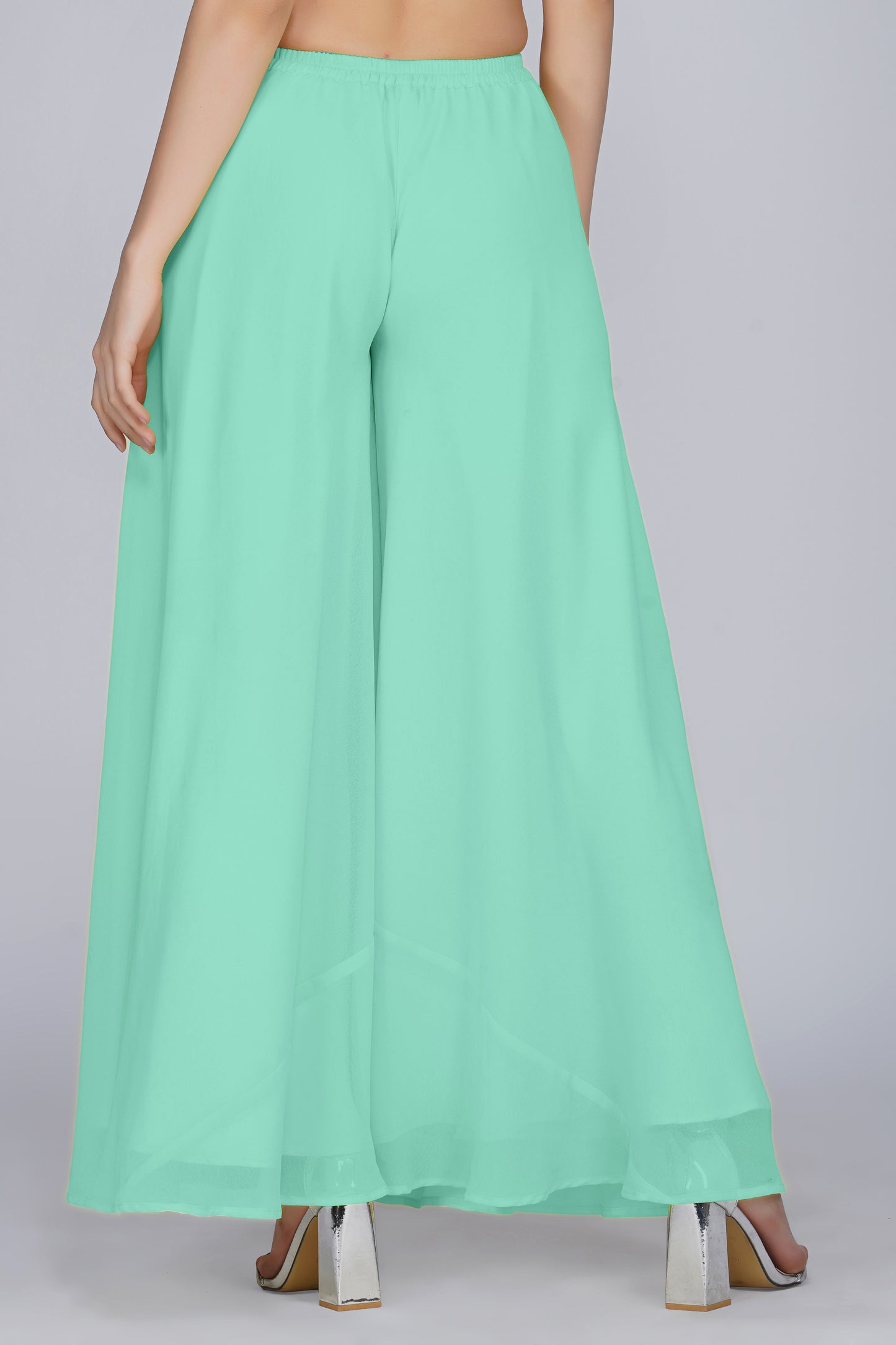 Women’s Freesize Georgette Flared Sharara Palazzo Pant with Lining