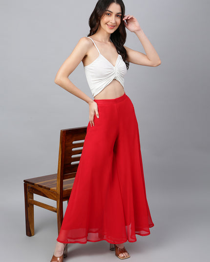 Women’s Freesize Georgette Flared Sharara Palazzo Pant with Lining