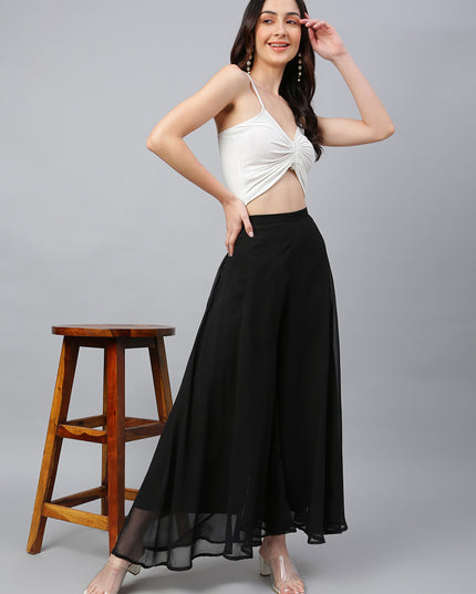 Women’s Freesize Georgette Flared Sharara Palazzo Pant with Lining