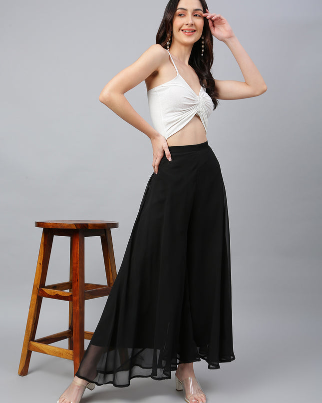 Women’s Freesize Georgette Flared Sharara Palazzo Pant with Lining