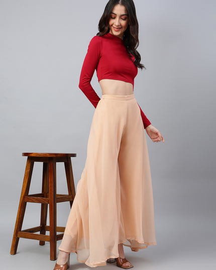Women’s Freesize Georgette Flared Sharara Palazzo Pant with Lining