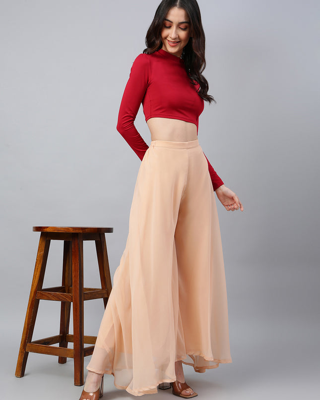 Women’s Freesize Georgette Flared Sharara Palazzo Pant with Lining