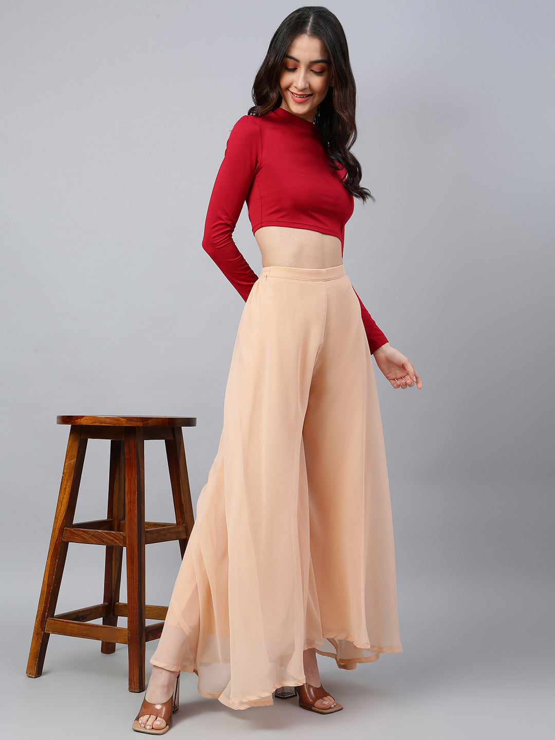 Women’s Freesize Georgette Flared Sharara Palazzo Pant with Lining