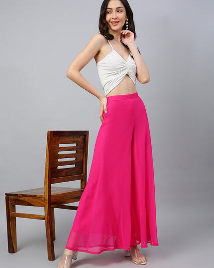Women’s Freesize Georgette Flared Sharara Palazzo Pant with Lining