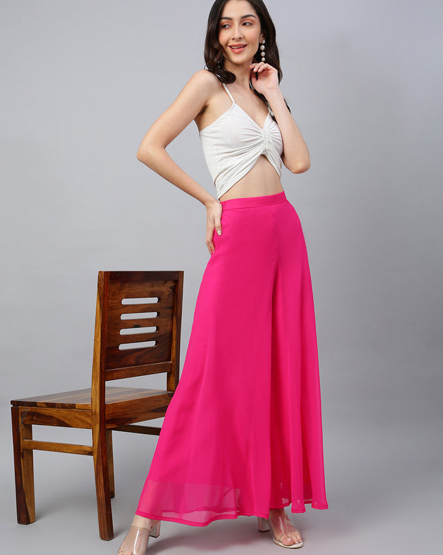 Women’s Freesize Georgette Flared Sharara Palazzo Pant with Lining